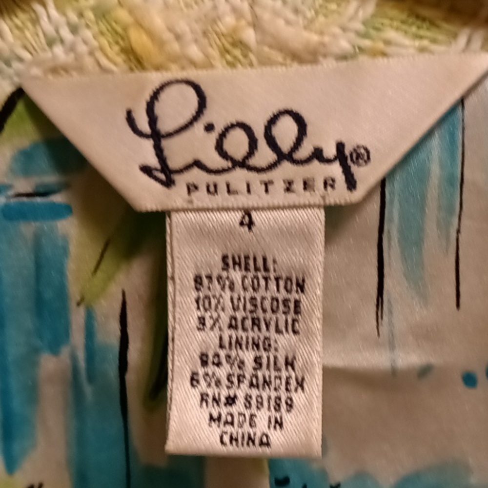 FINAL PRICE LILLY PULITZER green multi-colored jacket w tropical print lining 4